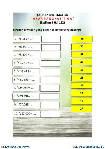 Bilangan Pangkat dan akar pangkat 3