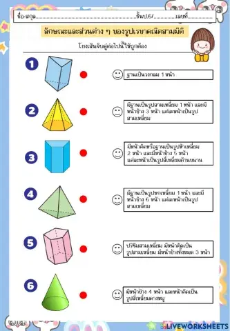 ลักษณะและส่วนต่าง ๆ ของรูปเรขาคณิตสามมิติ