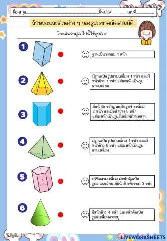 ลักษณะและส่วนต่าง ๆ ของรูปเรขาคณิตสามมิติ