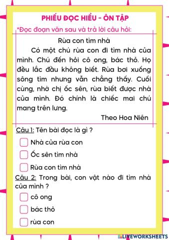 Đọc hiểu Tuần 18