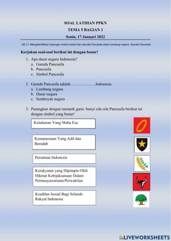 Latihan soal ppkn tema 5 bag 1