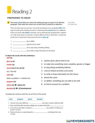 Unit 2 - reading 2 - a secret of success