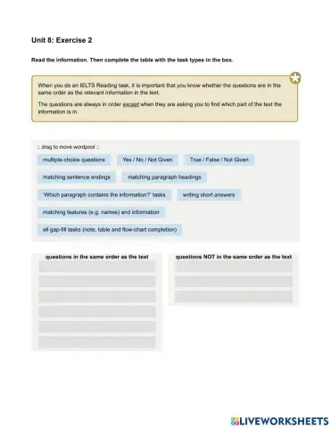 Mindset IELTS 3 - Reading Skills Modules - Unit 8 Ex2