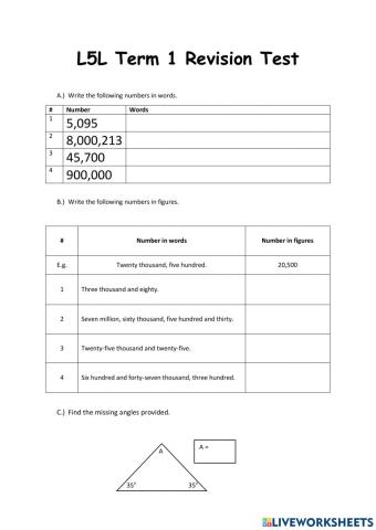 L5L - Term 1 Revision Test