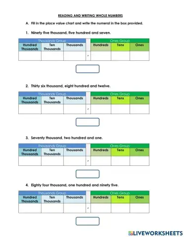 Read and write whole numbers (100 000)
