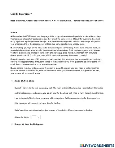 Mindset IELTS 3 - Reading Skills Modules - Unit 8 Ex7