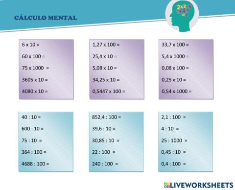 Cálculo x10 x100 x1000