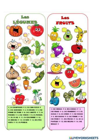 Les fruits et légumes