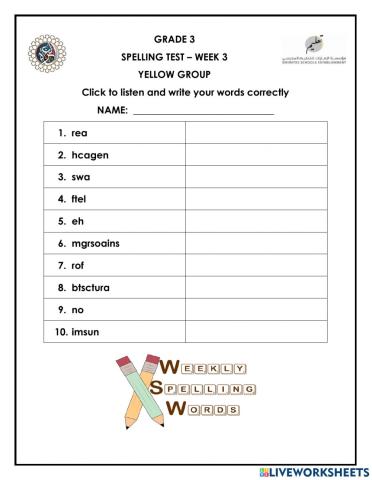 Spelling Week 3