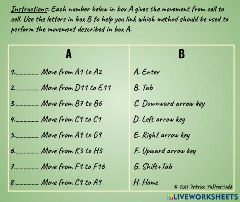Navigating cells in Excel