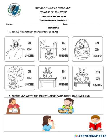 ENGLISH TEST JANUARY 1A