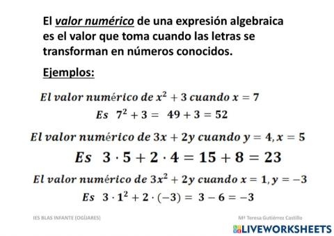 Valor numérico de un polinomio
