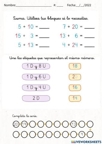 Sumas  Decenas - Unidades