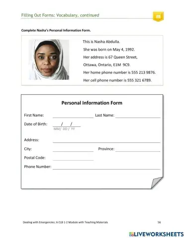 Nasha's personal information