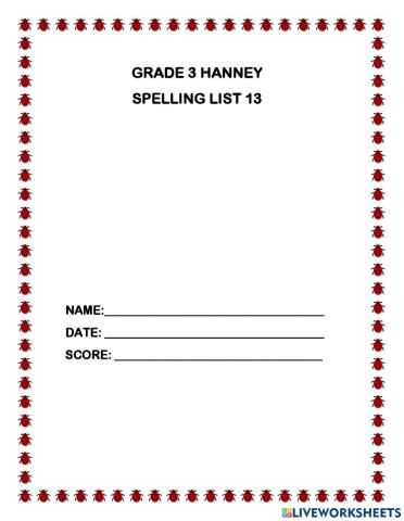 SPELLING LIST 13