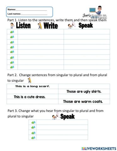 Singular & plurar part 1