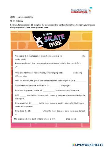 3ro -unit 8 pg 49 listening