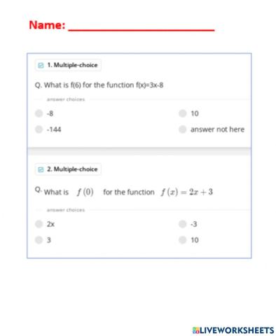 Evaluate functions