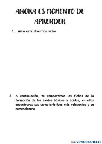 Formación de óxidos básicos y ácidos