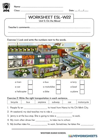 3C2- Worksheet ESL - W22
