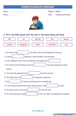 LKPD Interaktif Bahasa Inggris tentang Melengkapi Kalimat