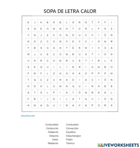 Sopa de letras energía térmica