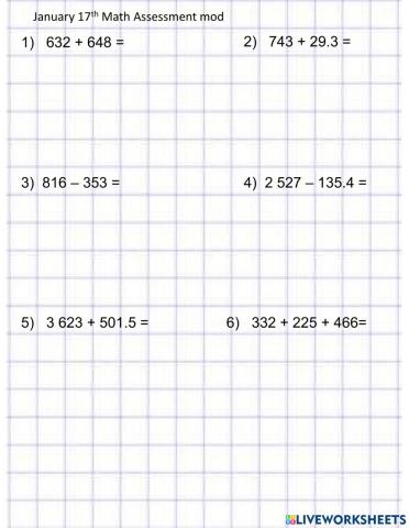 Addition and Subtraction Assessment mod