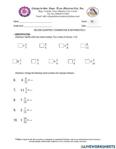 2nd Quarterly Test in Math 4