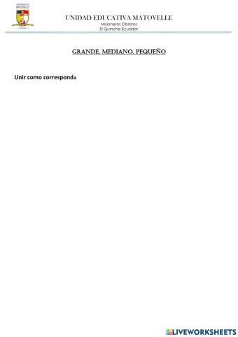 Noción grande, mediano, pequeño