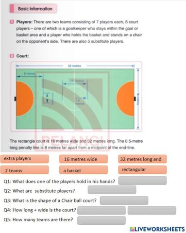 Chair ball worksheet
