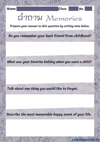 Answer the question memories