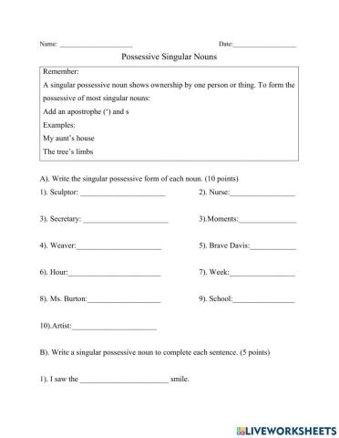 Possessive Singular Nouns