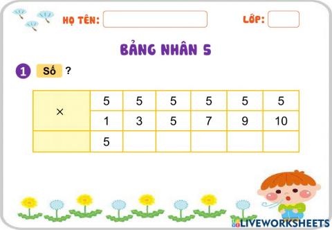 Bảng nhân 5