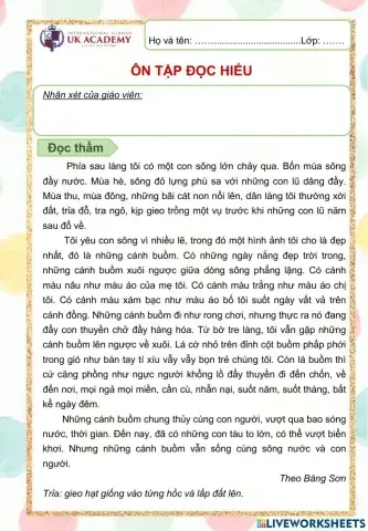 Tiếng Việt 5 - Ôn tập đọc hiểu