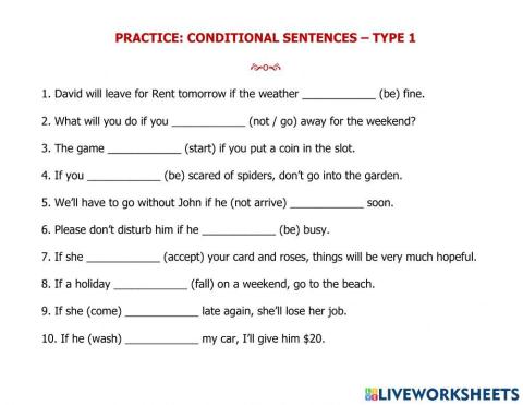 Practice - conditional sentences type 1