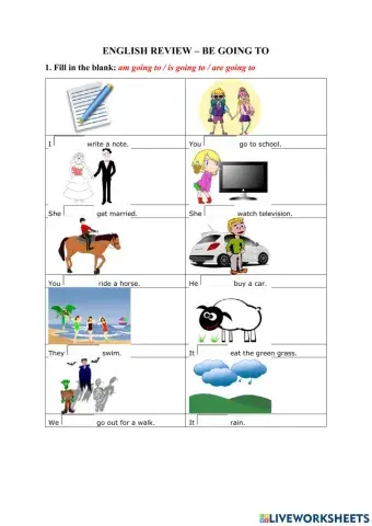 Grade 5 - Review Be going to