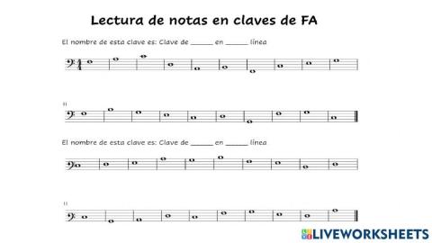 Lectura de notas en claves de fa