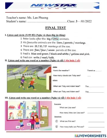 Grade 3-final test 6