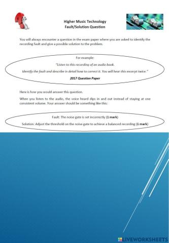 Higher Music Tech Faults in recording