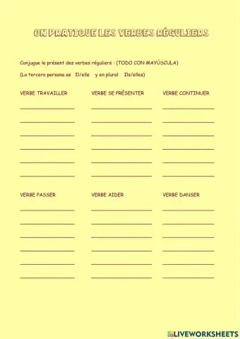 Présent verbes réguliers en er