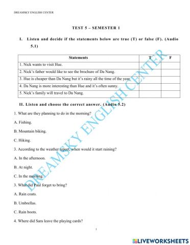 Grade 6-Test 5-Semester 1