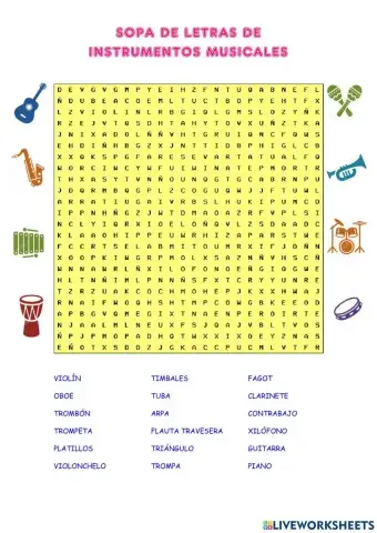 Sopa de letras instrumentos