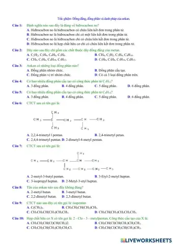 Ankan- đồng đẳng- đồng phân- danh pháp