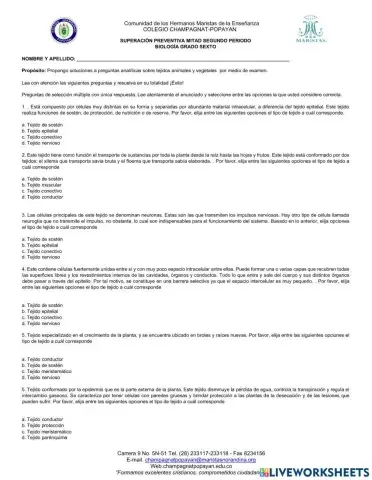 Tejidos animales y vegetales