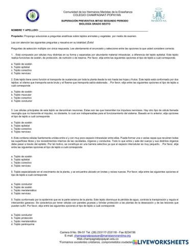 Tejidos animales y vegetales