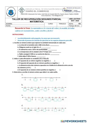 Taller de números enteros