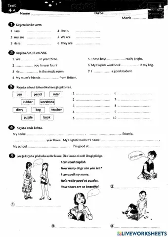 I love English Unit 4 TEST