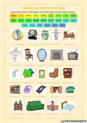 Furniture and objects in the house