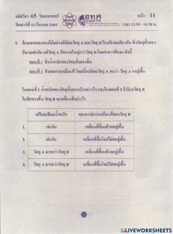 โอเน็ตวิทยาศาสตร์