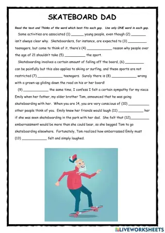 Skateboarding Dad FCE Use of English